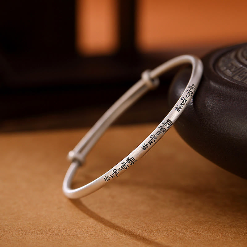 KarmaRipple's Tibetan 999 Sterling Silver Om Mani Padme Hum Love Bracelet Bangle p1