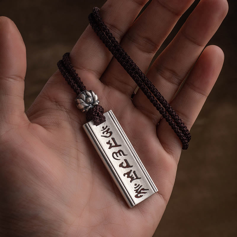 KarmaRipple's 999 Sterling Silver Om Mani Padme Hum Engraved Lotus Wisdom Pendant Necklace p1