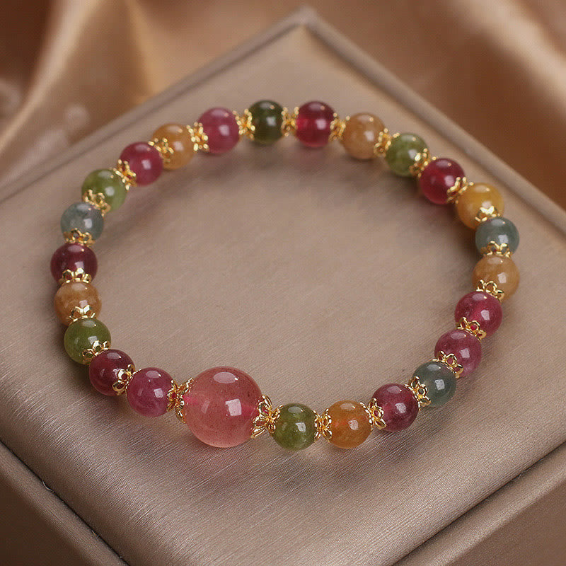 KarmaRipple's Tourmaline Strawberry Quartz Wisdom Bracelet p1