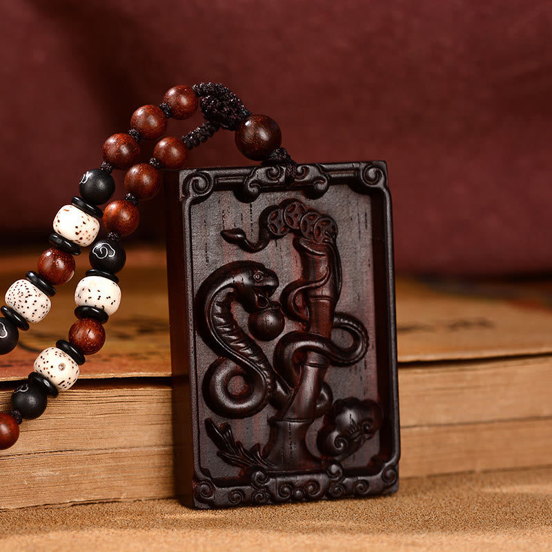 KarmaRipple's Chinese Zodiac Small Leaf Red Sandalwood Calm Pendant Necklace p1