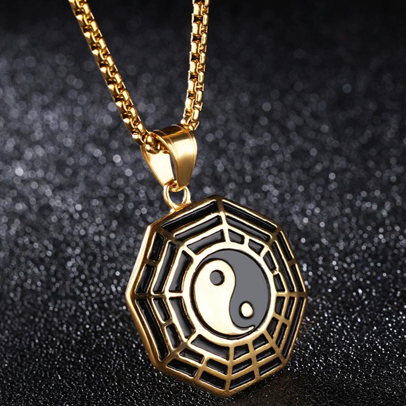 KarmaRipple's Titanium Steel Bagua Yin Yang Pattern Balance Pendant Necklace p1