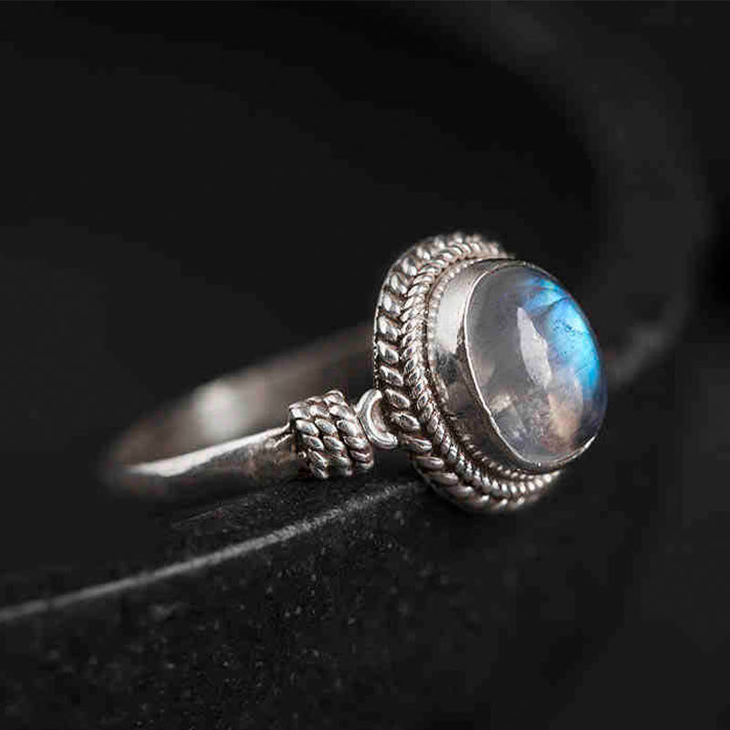 KarmaRipple's 925 Sterling Silver Authentic Moonstone'sitive Ring p1