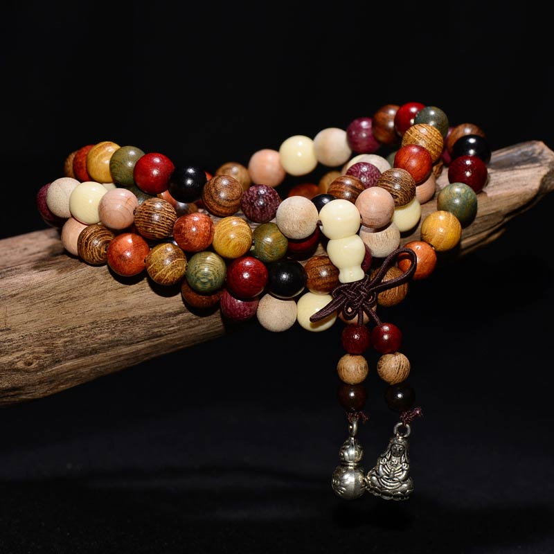 KarmaRipple's 108 Beadwork Wenge Wood Mala Blessing Meditation Bracelet p1