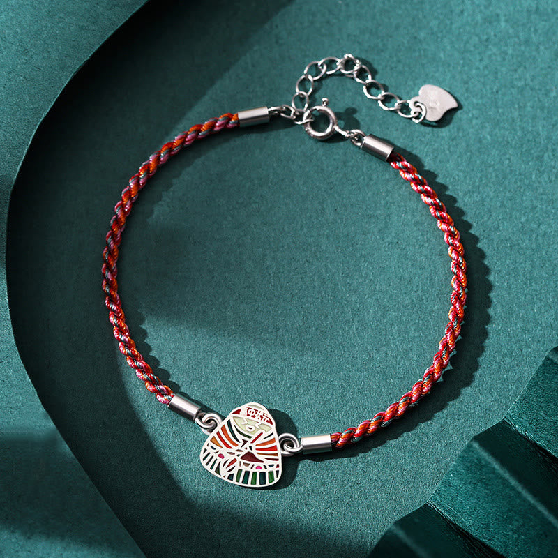 KarmaRipple's 925 Sterling Silver Zongzi Pattern Fortune Multicolored Handcrafted Bracelet p1