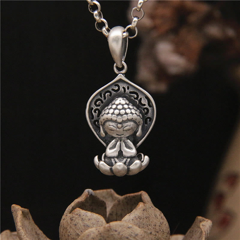 KarmaRipple's 999 Sterling Silver Meditation Buddha Lotus Serenity Pendant Necklace p1