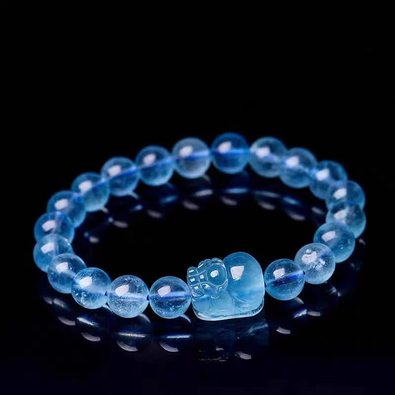 KarmaRipple's Authentic Aquamarine Pixiu Serenity Balancing Bracelet p1