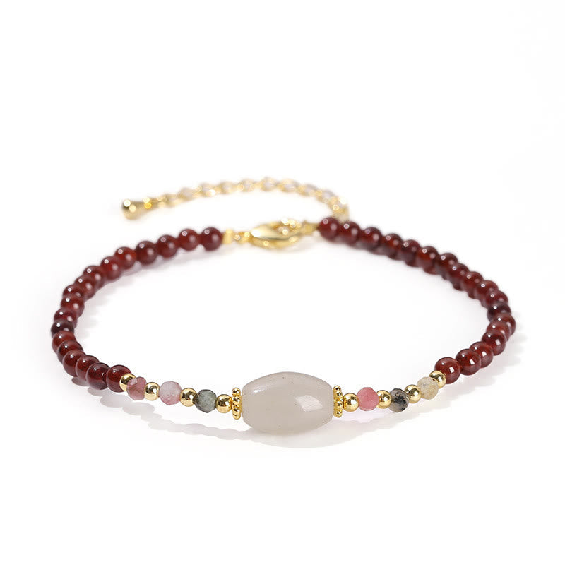 KarmaRipple's Garnet Jade Tourmaline Bead Passion Bracelet p1