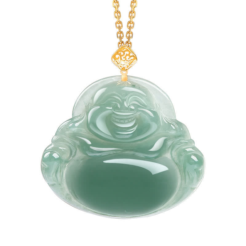 KarmaRipple's Laughing Buddha Authentic Jade Prosperity Abundance Pendant Necklace p1