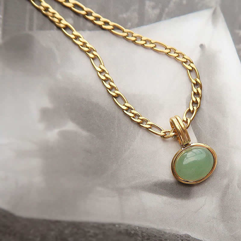 KarmaRipple's Oval Turquoise Strength Titanium Steel Pendant Necklace p1