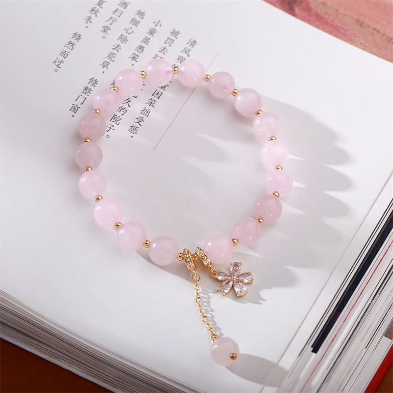 KarmaRipple's Authentic Pink Gemstone Plum Blossom Love Bracelet p1