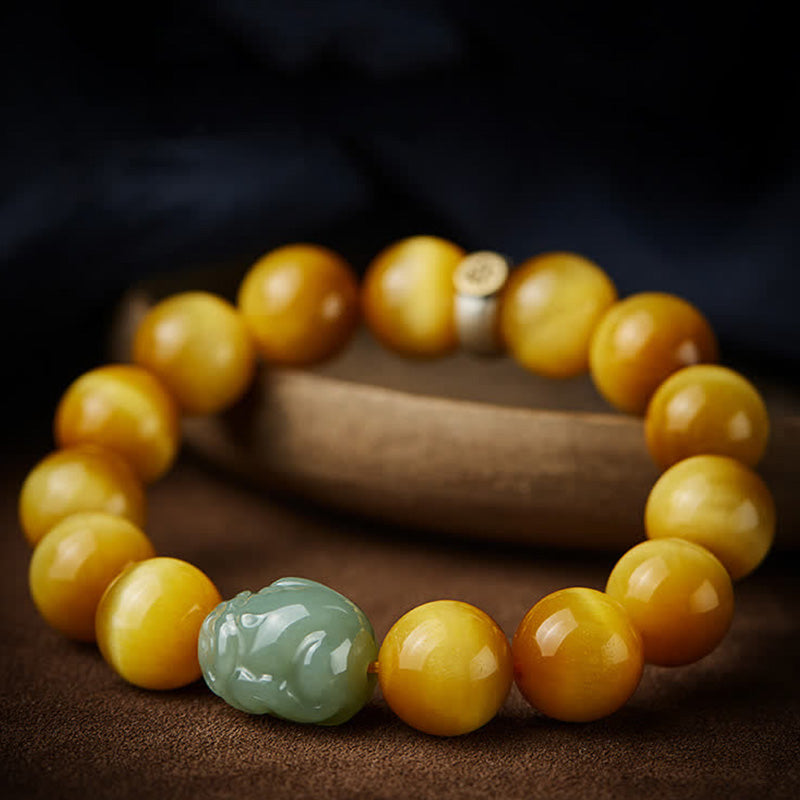 KarmaRipple's Chinese Zodiac Natal Buddha Tiger Eye Pixiu Jade Protection Bracelet p2