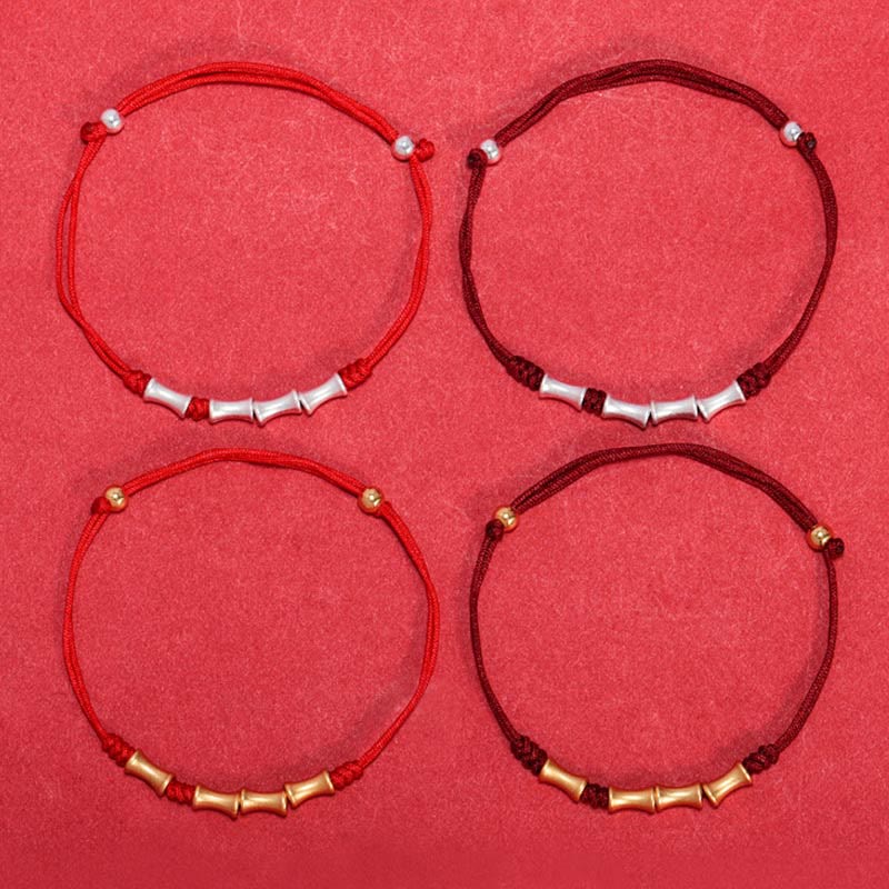 KarmaRipple's 925 Sterling Silver Bamboo Design Protection Fortune Woven Bracelet p16