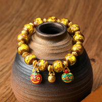 KarmaRipple's Gold Swallowing Beast Family Talisman Liuli Glass Bead Fortune Bracelet