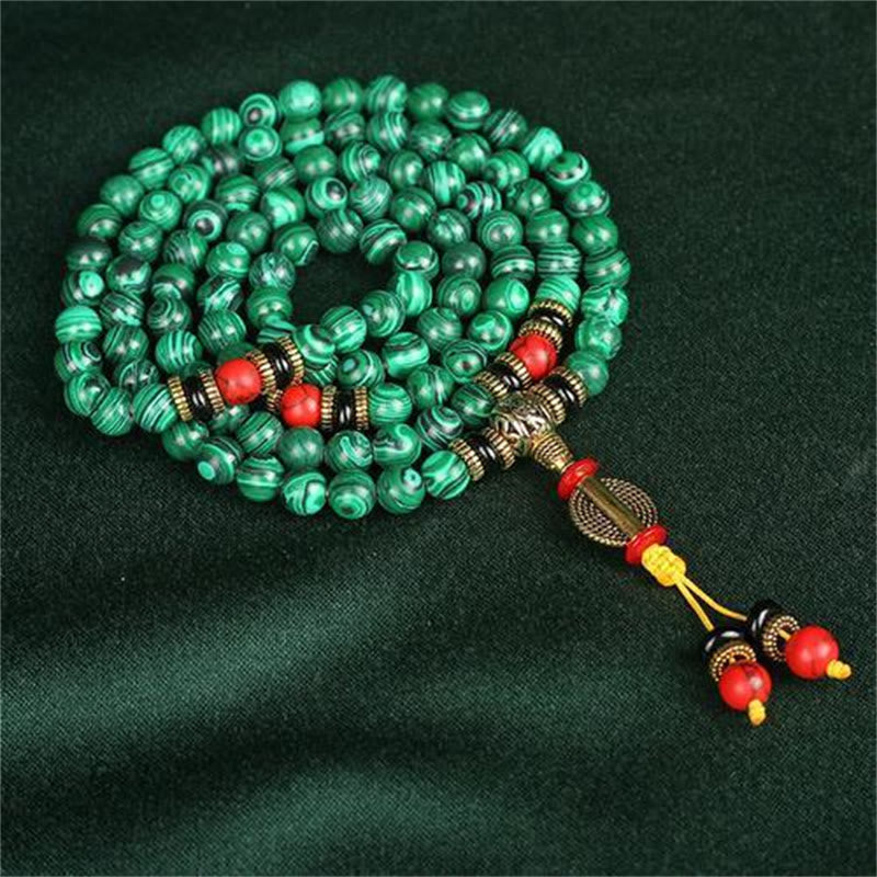 KarmaRipple's Tibetan 108 Mala Malachite Beadwork Bracelet Pendant p2