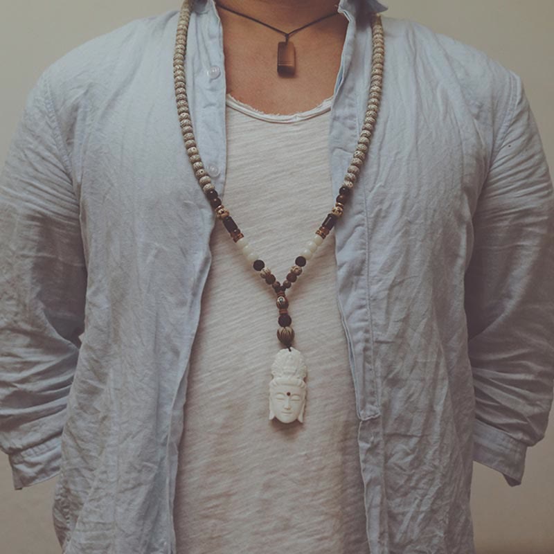 KarmaRipple's 108 Mala Beadwork Bodhi Seed Yak Bone Avalokitesvara Fortunate Pixiu Guan Gong Buddha Demon Peace Tassel Bracelet p14