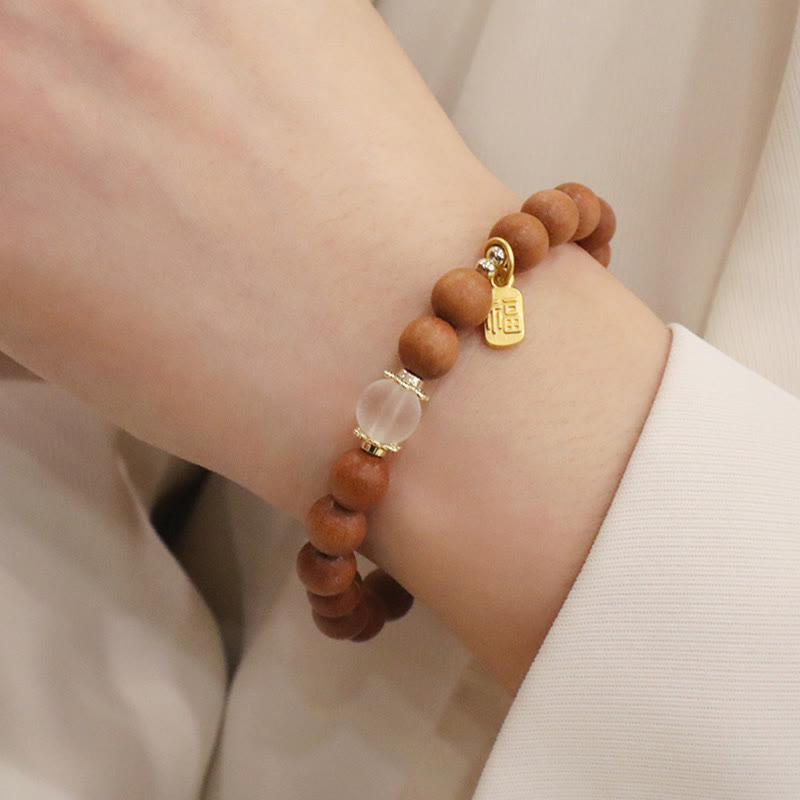 KarmaRipple's Sandalwood Cat's Eye Fu Character Talisman Protection Bracelet p6