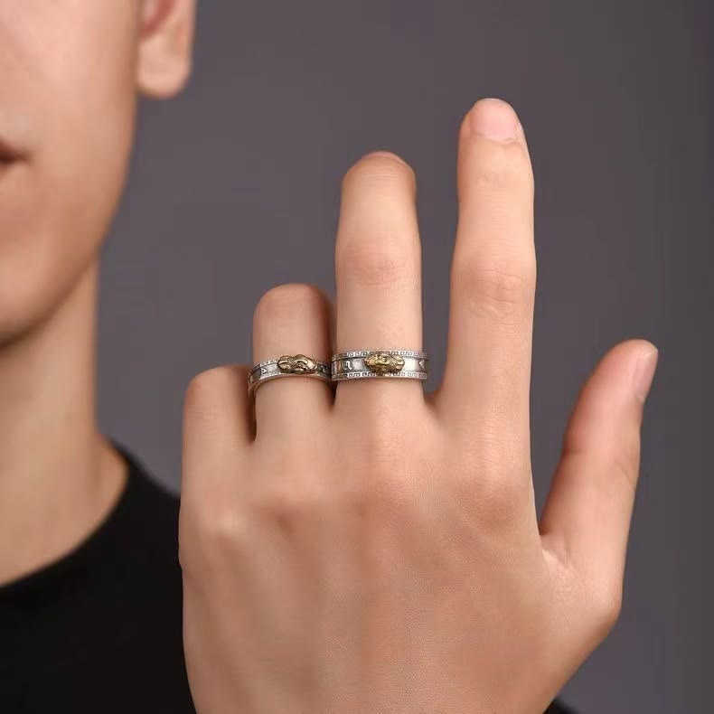 KarmaRipple's PiXiu Om Mani Padme Hum Heart Sutra Fortune Wealth Pair Ring p6