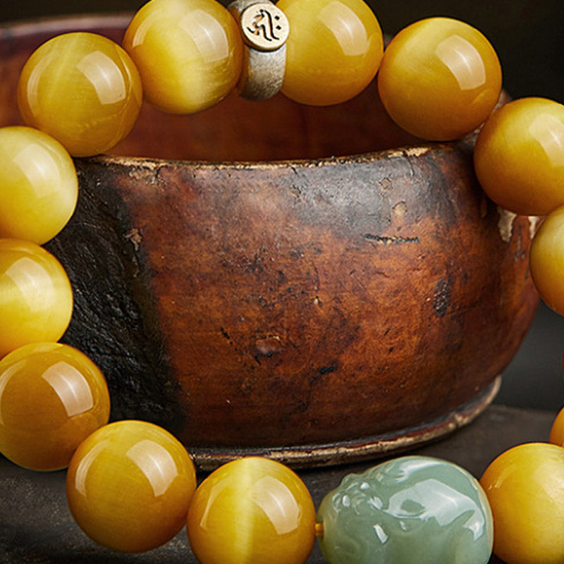 KarmaRipple's Chinese Zodiac Natal Buddha Tiger Eye Pixiu Jade Protection Bracelet p5