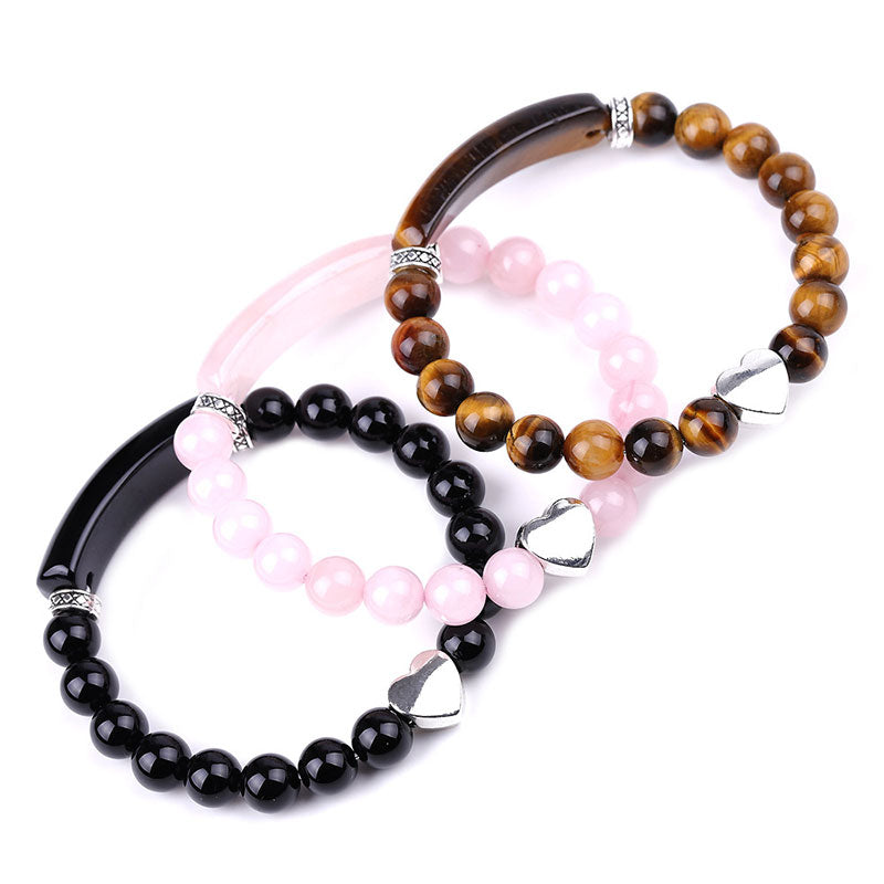 KarmaRipple's Authentic Gemstone Beadwork Unisex Heart Bracelet ( p12