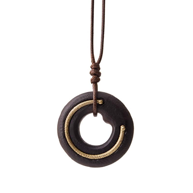 KarmaRipple's Zen Circle Ebony Wood Peace Calm Pendant Necklace p16