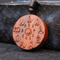 KarmaRipple's Lightning Struck Jujube Wood Yin Yang Bagua Mountain Ghosts Spend Money Protection Pendant Necklace