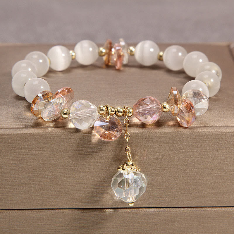 KarmaRipple's Cat's Eye Pink Gemstone Peace Talisman Bracelet p12