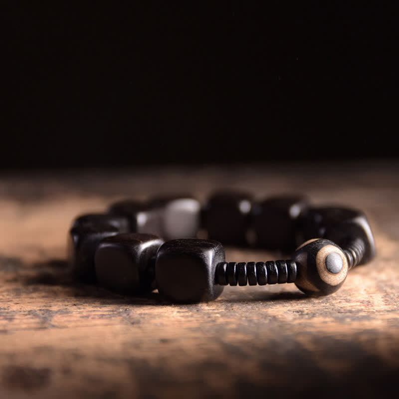 KarmaRipple's Tibetan Ebony Wood Dzi Bead Strength Bracelet p7