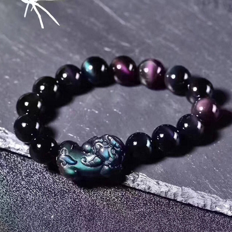 KarmaRipple's FengShui PiXiu Rainbow Obsidian Fortune Bracelet p2