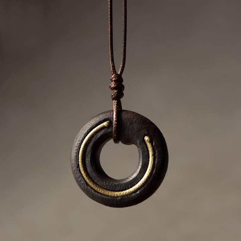 KarmaRipple's Zen Circle Ebony Wood Peace Calm Pendant Necklace p20