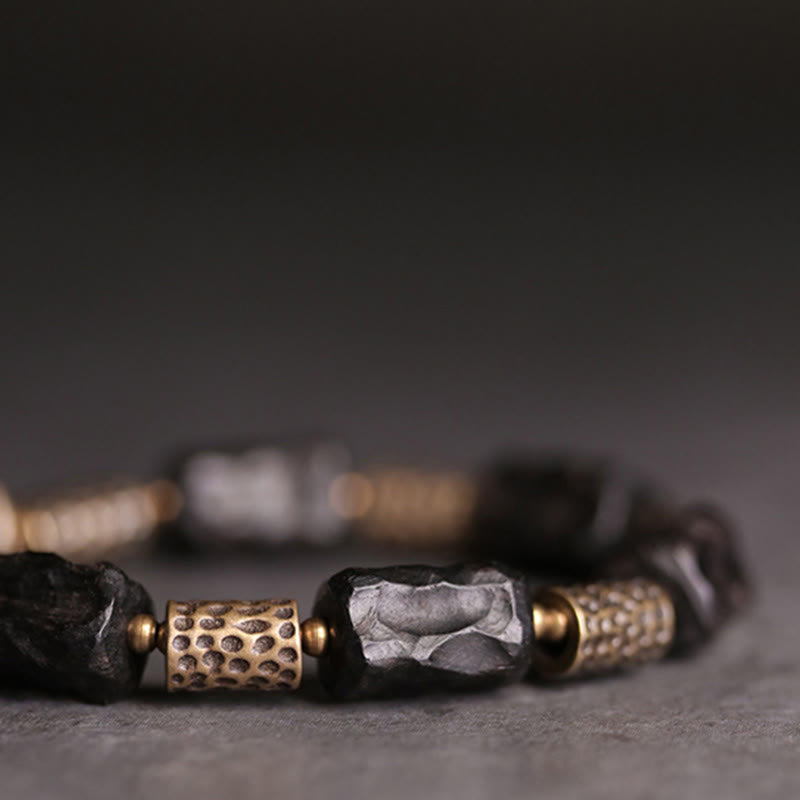 KarmaRipple's Tibetan Ebony Wood Bronze Calm Peace Bracelet p12