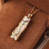 KarmaRipple's Jade Dragon Phoenix Bronze Blessing Balance Pendant Necklace