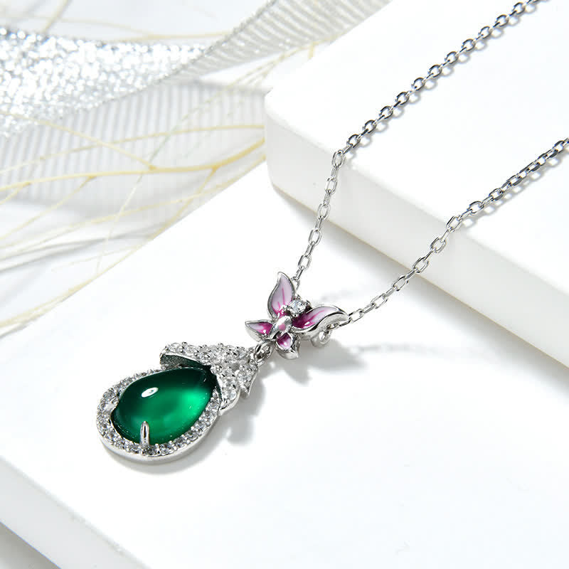 KarmaRipple's 925 Sterling Silver Green Chalcedony Butterfly Zircon Courage Pendant Necklace p7
