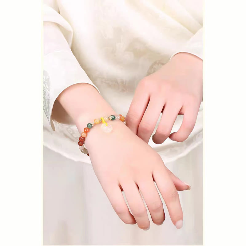 KarmaRipple's 14K Gold Plated Colorful Golden Silk Jade Peace Buckle Wealth Bracelet p11