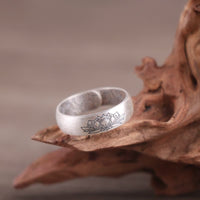 KarmaRipple's 999 Sterling Silver Lotus Elephant Six True Words Blessing Ring