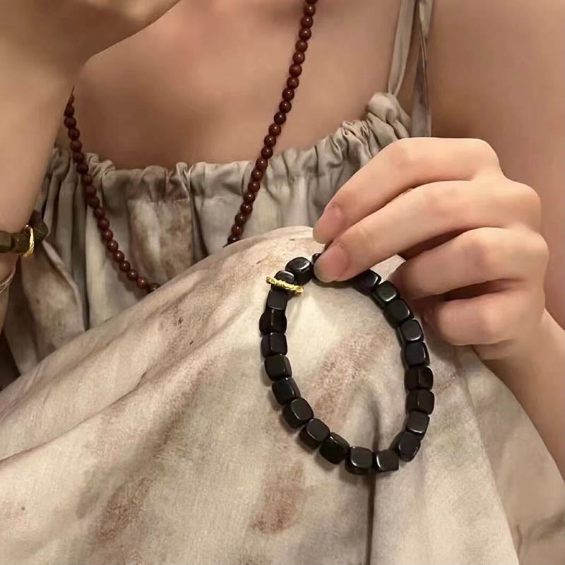 KarmaRipple's Tibetan Ebony Wood Square Beadwork Peace Calm Bracelet p7