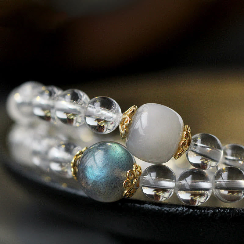 KarmaRipple's 925 Sterling Silver Chinese Zodiac Natal Buddha Ivory Gemstone Meditation Triple Wrap Bracelet p2