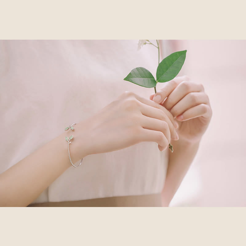 KarmaRipple's Leaf Pattern Cat Eye Support Cuff Bracelet Bangle p17