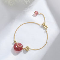 KarmaRipple's Strawberry Quartz Peace Buckle Coin Love Bracelet