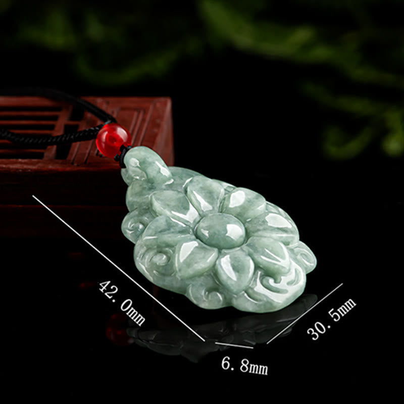 KarmaRipple's Authentic Jade Kalanchoe blossfeldiana Flower Pattern Fortune Pendant Necklace p9