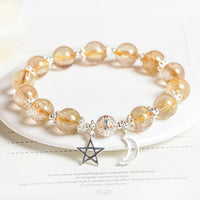 KarmaRipple's 925 Sterling Silver Authentic Citrine Happiness Moon Star Talisman Bracelet