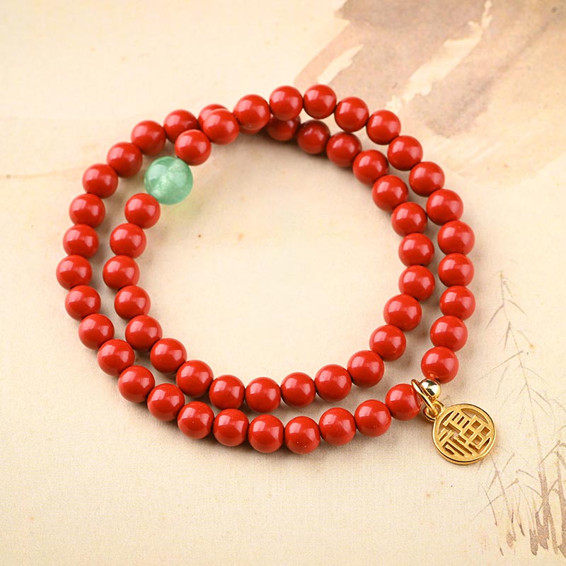 KarmaRipple's Tibetan Cinnabar Green Aventurine Fortune Bracelet Pendant p2