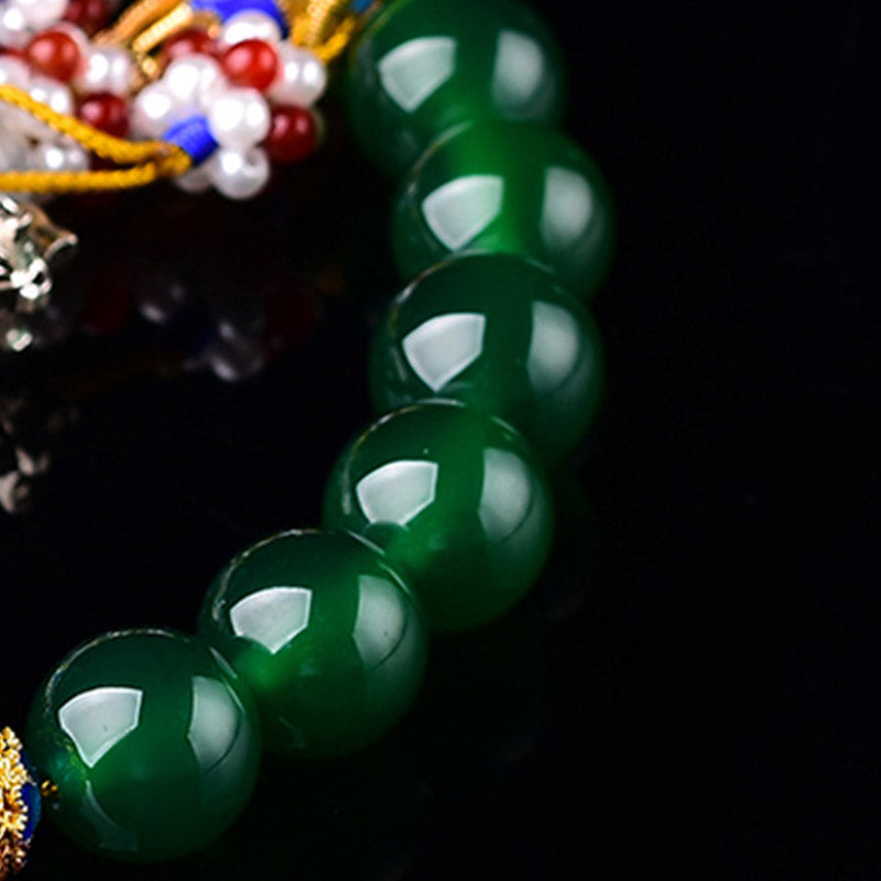 KarmaRipple's Authentic Green Agate Wrist Mala Success Talisman Pocket Mala Car Decoration p9