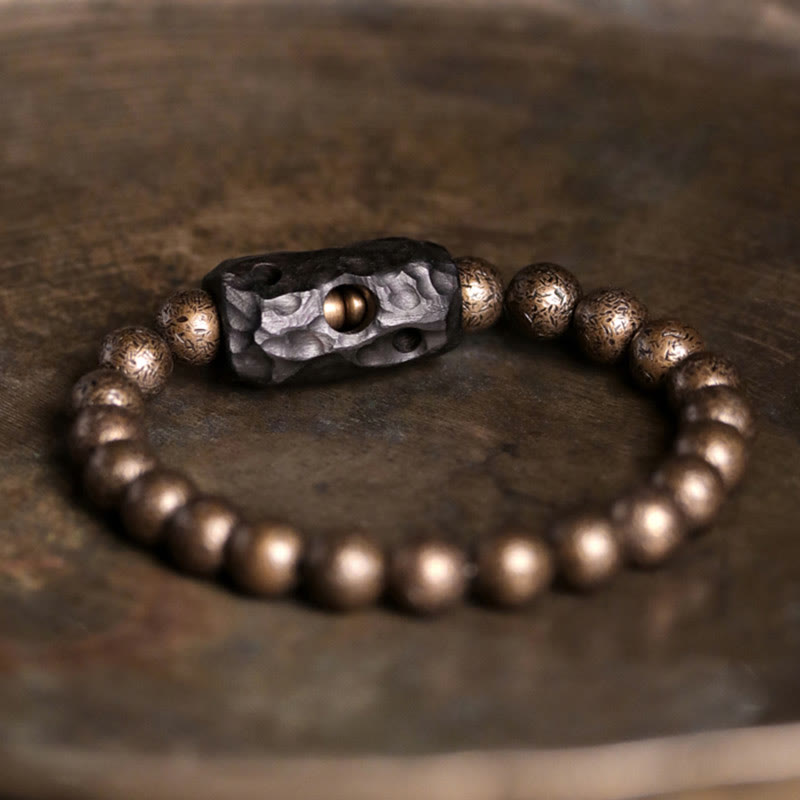 KarmaRipple's Tibet Ebony Wood Bronze Peace Balance Beaded Bracelet p1