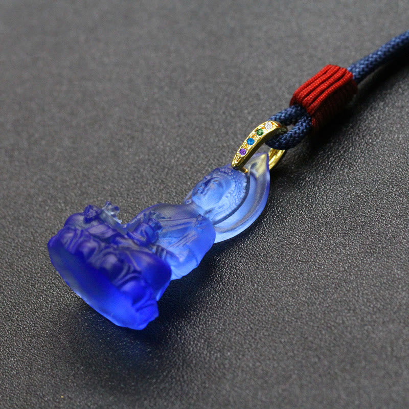 KarmaRipple's Blue Tathagata Buddha Medicine Buddha Liuli Gemstone Serenity Amulet Pendant Necklace p20
