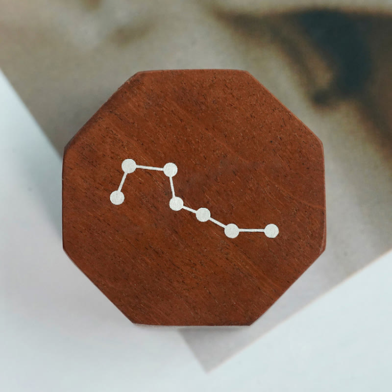 KarmaRipple's Small Leaf Red Sandalwood Jujube Wood Ebony Wood Silver Inlaid Yin Yang Bagua Big Dipper Protection Bracelet p16