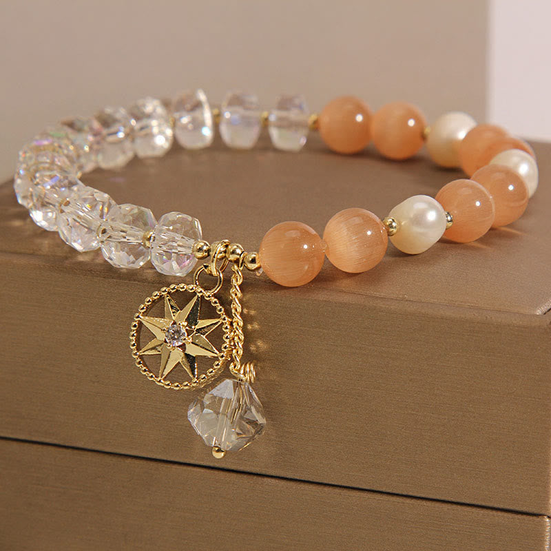 KarmaRipple's Orange Cat's Eye Ivory Gemstone Star Support Bracelet p6
