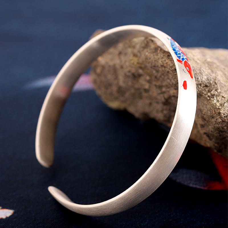 KarmaRipple's 999 Sterling Silver Koi Fish Fortune Cuff Bracelet Bangle p6