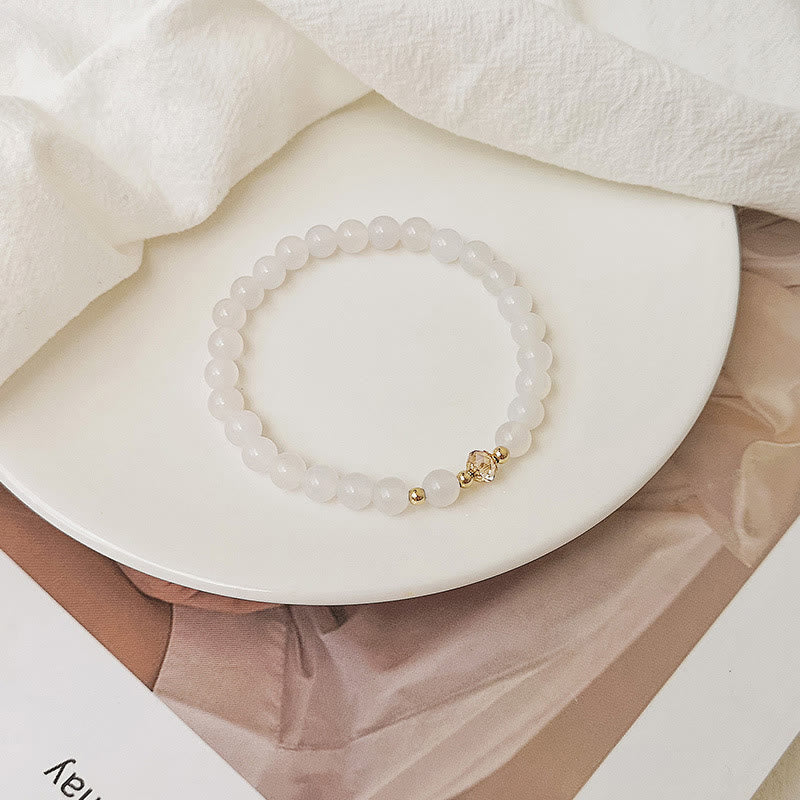 KarmaRipple's 14K Gold Plated Bronze Aquamarine Ivory Gemstone Ivory Agate Blue Gemstone Balancing Bracelet p3