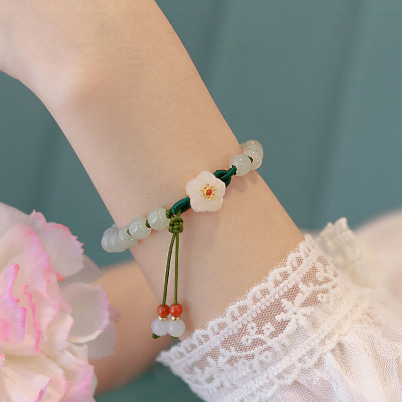 KarmaRipple's Jade Peach Blossom Flower Fortune Bracelet p10
