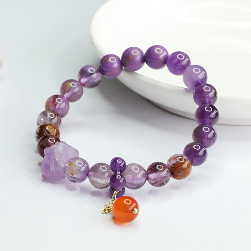 KarmaRipple's Authentic Amethyst Purple Phantom Gemstone Spiritual Awareness Bracelet p4